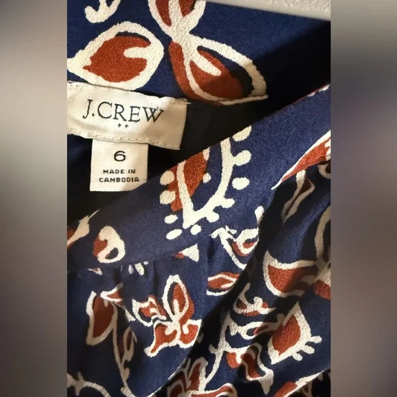 J. Crew | Navy Floral Tie-Waist Maxi Dress | Size 6 - Picture 6 of 11